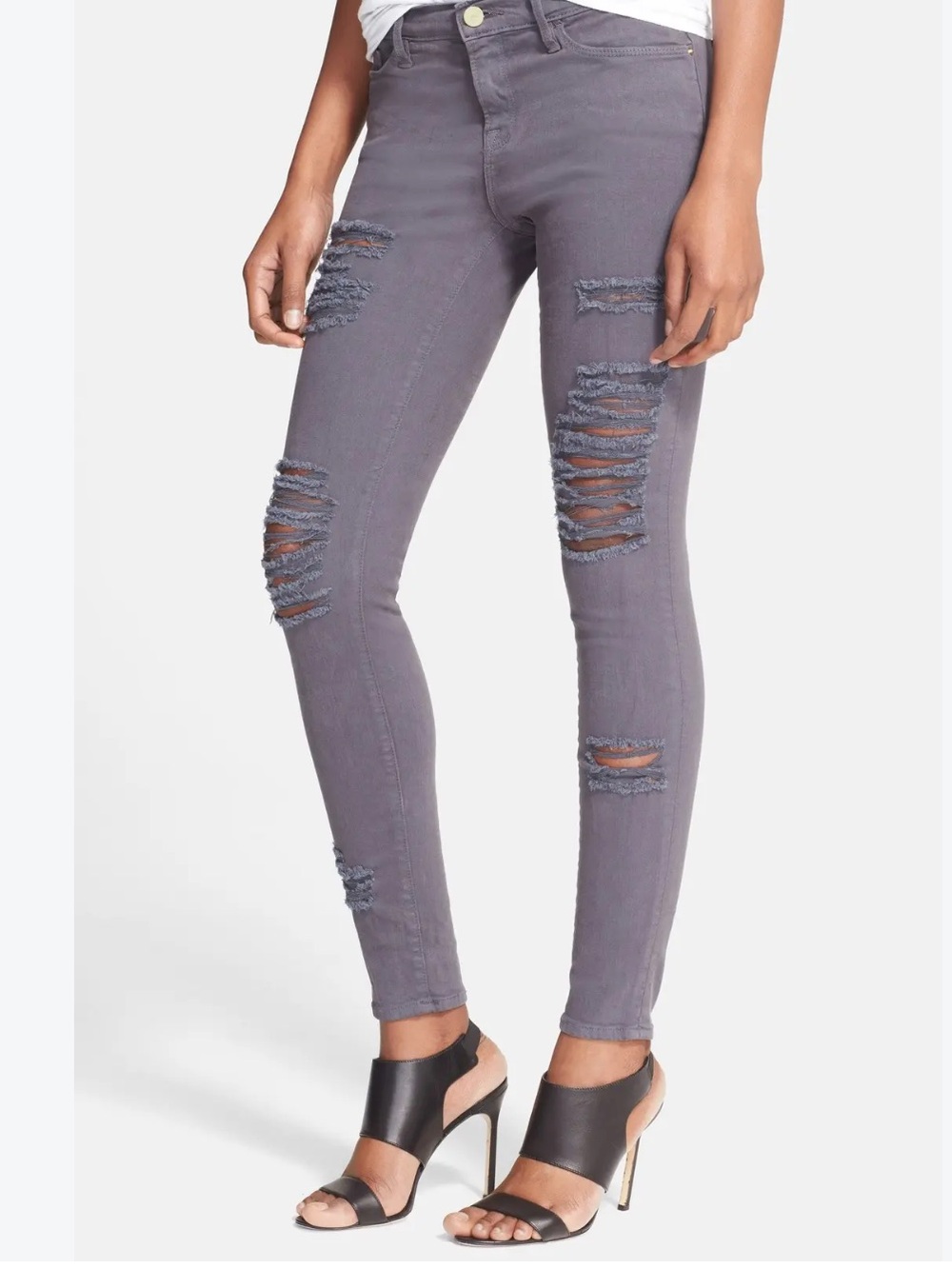 American Eagle Outfitters Grey super stretch Ripped Skinny Jeans
